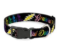 Plastic Clip Collar Grateful Dead Script w/Bears & Skeletons Black/Multi Color W
