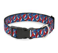 Plastic Clip Collar Grateful Dead Steal Your Face Logo Stacked Red/White/Blue La