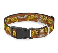 Plastic Clip Collar Grateful Dead SUNSHINE DAYDREAM Skeleton Orange Medium 11-16