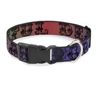 Plastic Clip Collar Grateful Dead Text w/Skull & Roses Rainbow Fade WIDE-Small 1