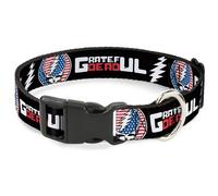 Plastic Clip Collar GRATEFUL DEAD Text with Steal Your Face Stars and Stripes Lo