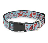 Plastic Clip Collar GRATEFUL OPTIMISM BE KIND Icons Collage Blue/Red NARROW-Larg