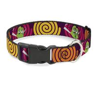 Plastic Clip Collar Green Dragons Smoking Purple NARROW-Small 7-8.5"