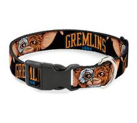 Plastic Clip Collar GREMLINS 1984 Gizmo Face Close-Up Black NARROW-Medium 8.5-12