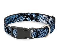 Plastic Clip Collar Grunge Gears Blue NARROW-Small 7-8.5"