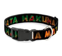 Plastic Clip Collar HAKUNA MATATA Black/Lion King Scenes Large 15-24"