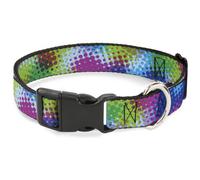 Plastic Clip Collar Halftone Dots Light Blue/Blues/Greens/Pinks Medium 11-16.5"