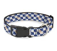 Plastic Clip Collar Harry Potter Butterbeer Logo Checker White/Blue/Yellow WIDE-