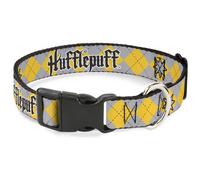 Plastic Clip Collar Harry Potter HUFFLEPUFF/Stars Argyle Plaid Gray/Gold/Browns