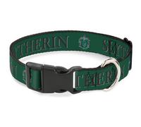 Plastic Clip Collar Harry Potter SLYTHERIN & Crest Green/Black WIDE-Small 13-17"