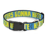 Plastic Clip Collar HATERS GONNA HATE Turquoise/Yellow Large 15-24"