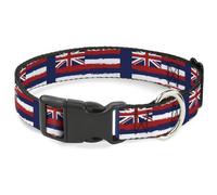Plastic Clip Collar Hawaii Flags Weathered Blue/Red/White NARROW-Small 7-8.5"