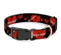Plastic Clip Collar Heart Breaker Black/White/Red Medium 11-16.5"
