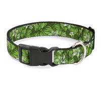 Plastic Clip Collar Hibiscus Collage Green Shades Medium 11-16.5"