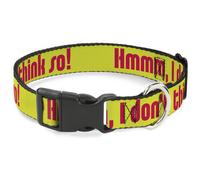 Plastic Clip Collar HMMM, I DON'T THINK SO Yellow/Pink Large 15-24"