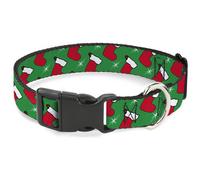 Plastic Clip Collar Holiday Christmas Stocking and Star Green/WhiteRed NARROW-Me