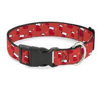 Plastic Clip Collar Holiday Christmas Stocking and Star Red/White Large 15-24"