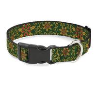 Plastic Clip Collar Holiday Holly Green/Gold/Red Large 15-24"