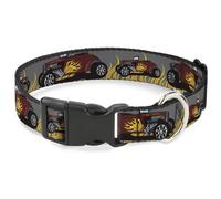 Plastic Clip Collar Hot Rod w/Flames WIDE-Large 20-31"