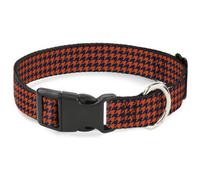 Plastic Clip Collar Houndstooth Orange/Blue NARROW-Small 7-8.5"