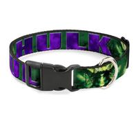 Plastic Clip Collar HULK Face CLOSE-UP/Action Pose Greens/Purples WIDE-Medium 16