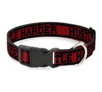 Plastic Clip Collar HUSTLE HARDER/Stripes Weathered Red/Black NARROW-Large 9.5-1