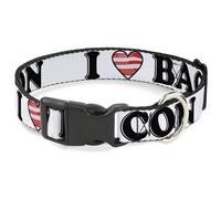 Plastic Clip Collar I "Heart" BACON White/Black/Bacon NARROW-Large 9.5-14.5"