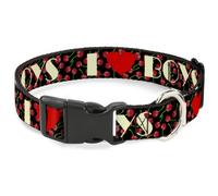 Plastic Clip Collar I Heart BOYS Black/Cherries Medium 11-16.5"