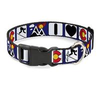 Plastic Clip Collar I HEART COLORADO SKIING Logos/Mountain NARROW-Small 7-8.5"