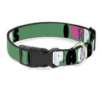 Plastic Clip Collar I "Heart" PANDAS Green/White/Black/Pink Medium 11-16.5"
