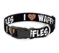 Plastic Clip Collar I "Heart" WAFFLES Text NARROW-Medium 8.5-12"