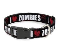 Plastic Clip Collar I "HEART" ZOMBIES Black/White/Red Splatter Medium 11-16.5"