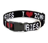 Plastic Clip Collar I "Heart" ZOMBIES Bloody Splatter Black/White/Red NARROW-Med