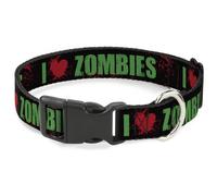 Plastic Clip Collar I "Heart" ZOMBIES Bold Splatter Black/Green/Red NARROW-Small