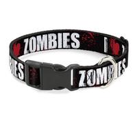 Plastic Clip Collar I "Heart" ZOMBIES Bold Splatter Black/White/Red NARROW-Large