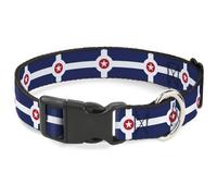 Plastic Clip Collar Indianapolis Flag Navy Blue/White/Red WIDE-Medium 16-23"