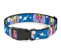 Plastic Clip Collar Invader Zim and GIR Poses and Planets Blue/White WIDE-Large