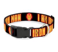 Plastic Clip Collar Iron Man Face/I AM IRON MAN Black/Yellow Glow WIDE-Medium 16