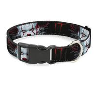 Plastic Clip Collar IT CHAPTER TWO Pennywise Face CLOSE-UP Black/Red/Blues WIDE-