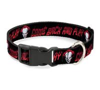 Plastic Clip Collar It Chapter Two Pennywise Face COME BACK AND PLAY Black/Reds