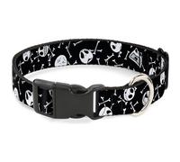 Plastic Clip Collar Jack Expressions/Bones Scattered Black/White Small 9.5-13"