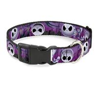 Plastic Clip Collar Jack Expressions/Ghosts in Cemetery Purples/Grays/White NARR