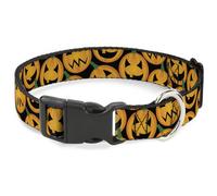 Plastic Clip Collar Jack-o'-Lantern Collage Black WIDE-Large 20-31"