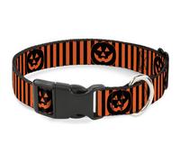 Plastic Clip Collar Jack-o'-Lantern Pumpkin Stripe Orange/Black NARROW-Small 7-8