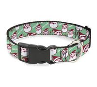Plastic Clip Collar Jolly SANTA CLAUS Christmas Smiling Face Icon and Text Green