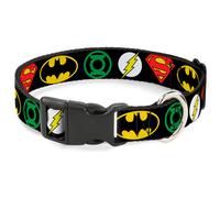 Plastic Clip Collar Justice League Superhero Logos - Medium 11-16.5"