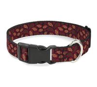 Plastic Clip Collar Leaves Swirl Navy/Burgundy NARROW-Small 7-8.5"