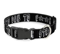Plastic Clip Collar LETS DUB TO FK STEP Black/White WIDE-Medium 16-23"