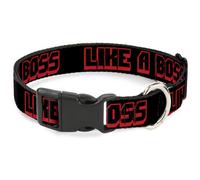 Plastic Clip Collar LIKE A BOSS Black/Red Large 15-24"