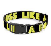 Plastic Clip Collar LIKE A BOSS Black/Yellow WIDE-Large 20-31"